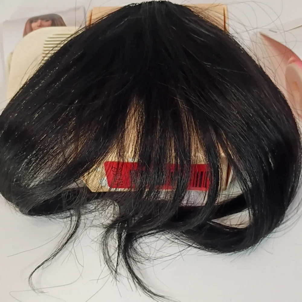 Clip-In Bangs – 100% Human Hair – Natural‎ Black – Curtain / French Fringe